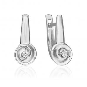 Серьги из белого золота Platina с бриллиантом 02-5347-00-101-1120 фото