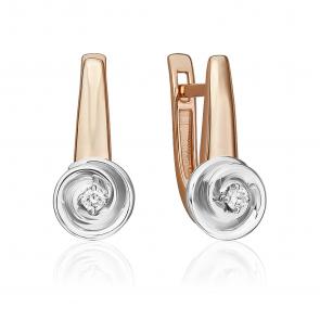 Серьги из комбинированного золота Platina с бриллиантом 02-5347-01-101-1111 фото