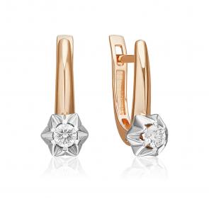 Серьги из комбинированного золота Platina с бриллиантом 02-5351-00-101-1111 фото