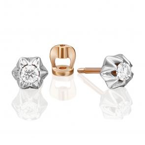 Серьги из комбинированного золота Platina с бриллиантом 02-5352-00-101-1111 фото