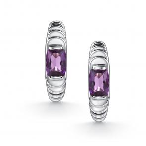 Серебряные серьги АЛЬКОР с аметистом 02-5353/00АМ-00 фото