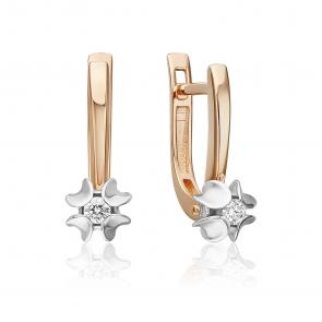 Серьги из комбинированного золота Platina с бриллиантом 02-5354-00-101-1111 фото