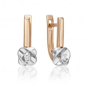 Серьги из комбинированного золота Platina с бриллиантом 02-5355-00-101-1111 фото