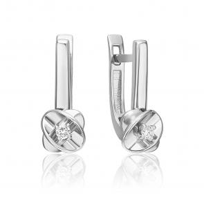 Серьги из белого золота Platina с бриллиантом 02-5355-00-101-1120 фото