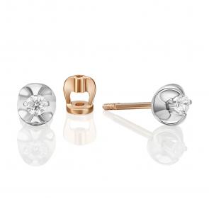 Серьги из комбинированного золота Platina с бриллиантом 02-5358-00-101-1111 фото