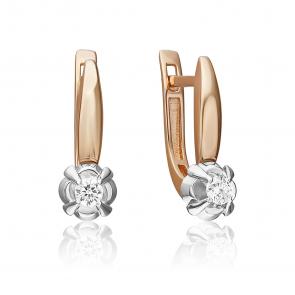 Серьги из комбинированного золота Platina с бриллиантом 02-5360-00-101-1111 фото