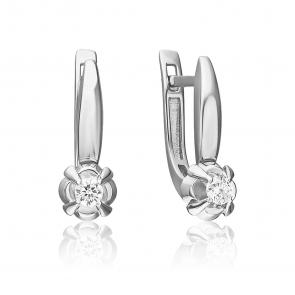 Серьги из белого золота Platina с бриллиантом 02-5360-00-101-1120 фото