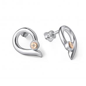 Серебряные серьги АЛЬКОР с золотой накладкой и бриллиантом 02-5362/000Б-00 фото