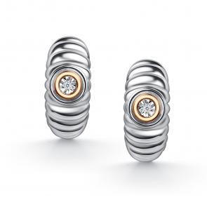 Серебряные серьги АЛЬКОР с золотой накладкой и бриллиантом 02-5364/000Б-00 фото