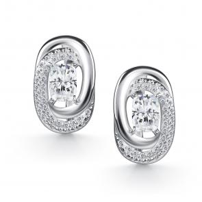 Серебряные серьги АЛЬКОР с фианитом и горным хрусталём 02-5386/00ГХ-00 фото