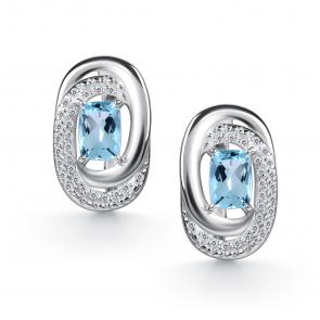 Серебряные серьги АЛЬКОР с топазом и фианитом 02-5386/00ТБ-00 фото