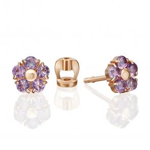 Золотые серьги Platina с аметистом 02-5388-00-203-1110 фото