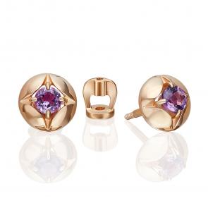 Золотые серьги Platina с аметистом 02-5389-00-203-1110 фото