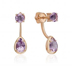 Золотые серьги Platina с аметистом 02-5394-00-203-1110 фото