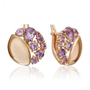 Золотые серьги Platina с аметистом 02-5396-00-203-1110 фото