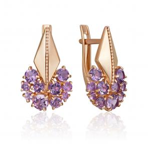 Золотые серьги Platina с аметистом 02-5400-00-203-1110 фото