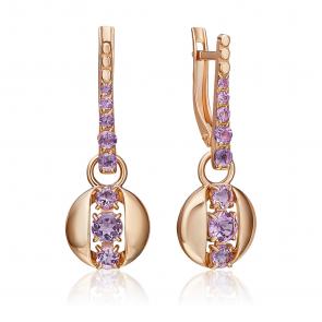 Золотые серьги Platina с аметистом 02-5401-00-203-1110 фото