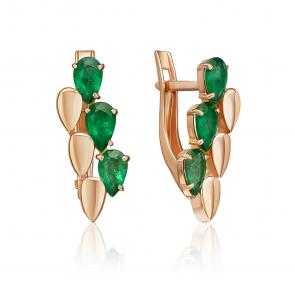 Золотые серьги Platina с изумрудом 02-5402-00-103-1110 фото
