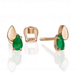 Золотые серьги Platina с изумрудом 02-5403-00-103-1110 фото