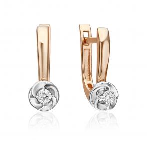 Серьги из комбинированного золота Platina с бриллиантом 02-5407-00-101-1111 фото