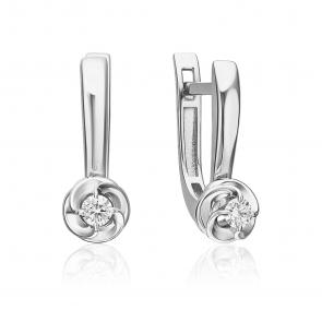 Серьги из белого золота Platina с бриллиантом 02-5407-00-101-1120 фото