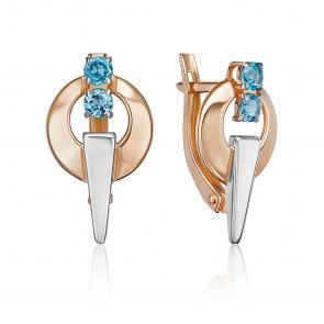 Серьги из комбинированного золота Platina с топазом 02-5413-00-201-1111 фото