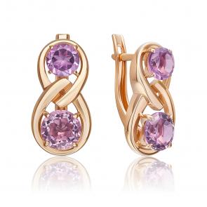 Золотые серьги Platina с аметистом 02-5420-00-203-1110 фото
