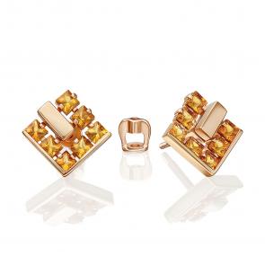Золотые серьги Platina с цитрином 02-5428-00-206-1110 фото