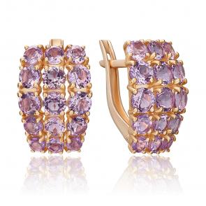 Золотые серьги Platina с аметистом 02-5430-00-203-1110 фото
