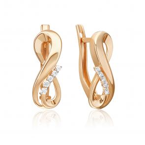 Золотые серьги Platina с фианитом 02-5432-00-401-1110 фото