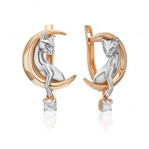 Серьги из комбинированного золота Platina с фианитом 02-5433-00-401-1111 фото