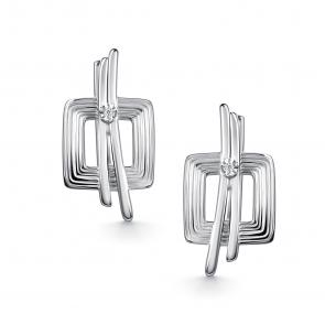 Серебряные серьги АЛЬКОР с бриллиантом 02-5440/000Б-00 фото