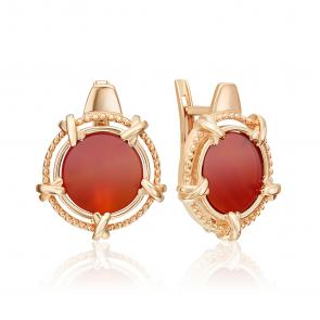 Золотые серьги Platina с сердоликом 02-5453-00-748-1110 фото