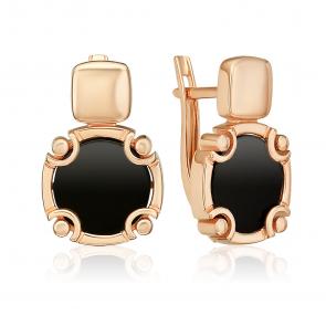 Золотые серьги Platina с ониксом 02-5455-00-281-1110 фото