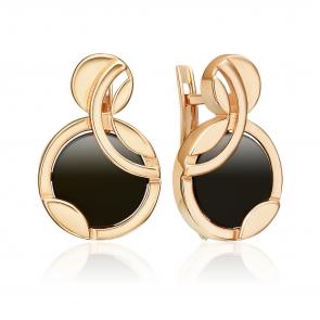 Золотые серьги Platina с ониксом 02-5456-00-281-1110 фото