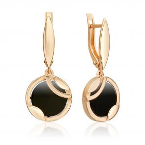 Золотые серьги Platina с ониксом 02-5457-00-281-1110 фото