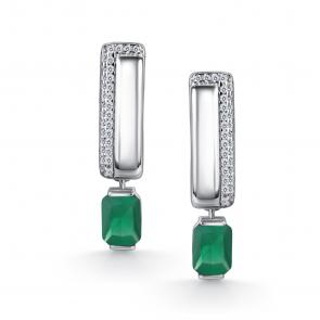 Серебряные серьги АЛЬКОР с фианитом и агатом 02-5459/00АГ-00 фото