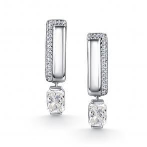 Серебряные серьги АЛЬКОР с фианитом и горным хрусталём 02-5459/00ГХ-00 фото