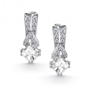 Серебряные серьги АЛЬКОР с фианитом и горным хрусталём 02-5460/00ГХ-00 фото