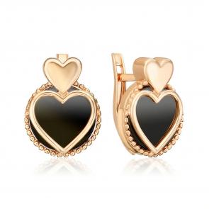 Золотые серьги Platina с ониксом 02-5461-00-281-1110 фото