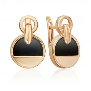 Золотые серьги Platina с ониксом 02-5464-00-281-1110 фото