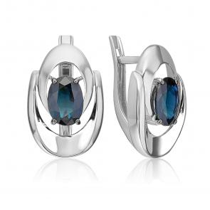 Серьги из белого золота Platina с сапфиром 02-5468-00-102-1120 фото