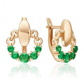 Золотые серьги Platina с изумрудом 02-5469-00-103-1110 фото