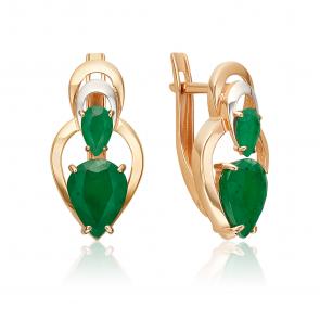 Золотые серьги Platina с изумрудом 02-5472-00-103-1110 фото
