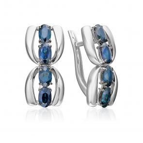 Серьги из белого золота Platina с сапфиром 02-5473-00-102-1120 фото