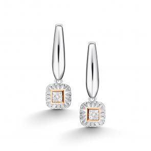 Серебряные серьги АЛЬКОР с золотой накладкой и бриллиантом 02-5473/000Б-00 фото