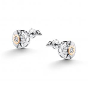 Серебряные серьги АЛЬКОР с золотой накладкой и бриллиантом 02-5474/000Б-00 фото
