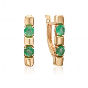 Золотые серьги Platina с изумрудом 02-5486-00-103-1110 фото