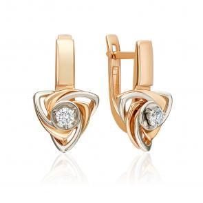 Серьги из комбинированного золота Platina с бриллиантом 02-5493-00-101-1111 фото