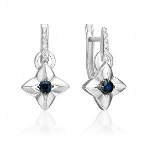Серьги из белого золота Platina с бриллиантом и сапфиром 02-5494-00-105-1120 фото